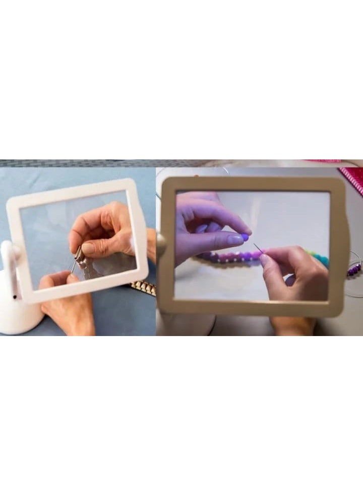 عدسة تكبير مكتبية كبيرة مزودة بإضاءة LED بدون استخدام اليدين – عدسة مكبرة بقدرة تكبير 3× لكامل الصفحة مع حامل وشاشة دوّارة 360° – أداة قراءة مضيئة لكبار السن، الكلمات المتقاطعة، الأشغال اليدوية والخياطة - Image 2